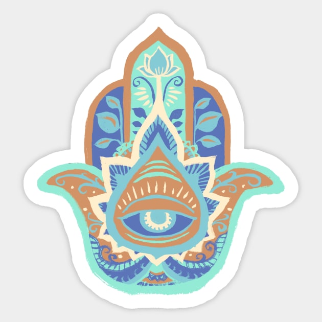 Hamsa Hand - Aquamarine(March) Sticker by akaneyabushita